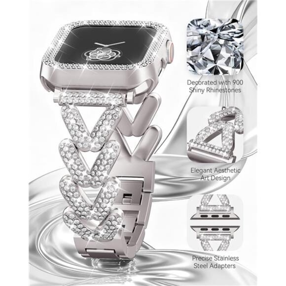 NEW Rhinestone APple Watch Band with Case - Picture 6 of 7